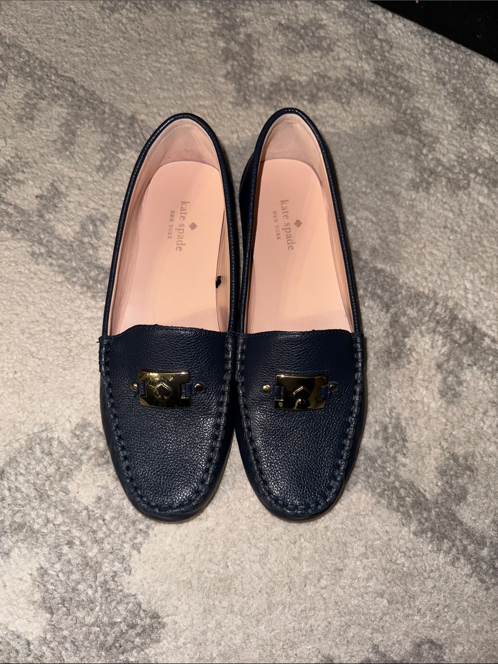 kate spade Navy Blue Leather Loafers- Carmen